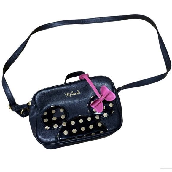 Dani by Danielle Nicole Minnie Mouse Crossbody Handbag Black Bow Bag Charm - Picture 1 of 8